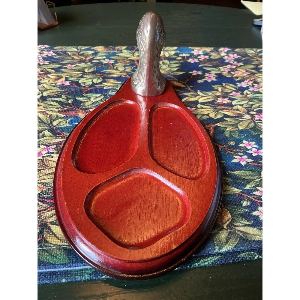 Vintage Brass Duck‎ Head Wooden Dresser Valet Tray Desk Organizer